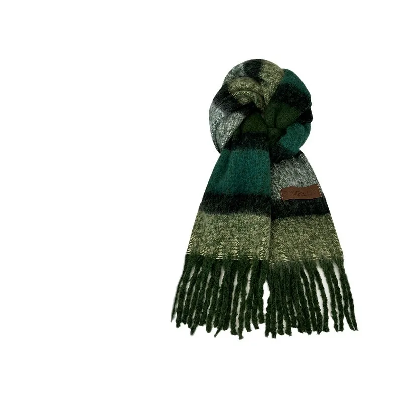 Green scarf female winter student fringed long mohair scarf shawl warm and versatile
Green scarf female winter student fringed long mohair scarf shawl warm and versatile