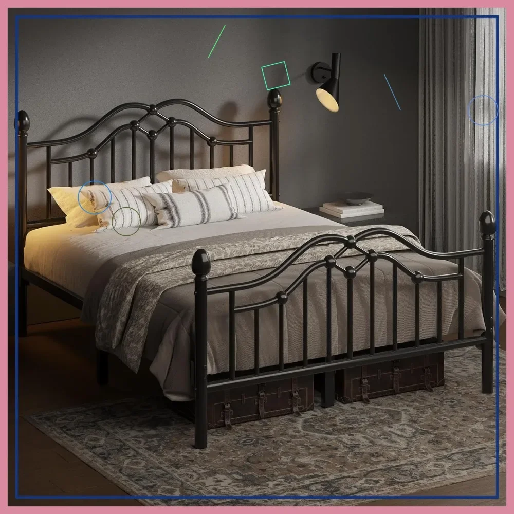 Queen Metal Platform Bed Frame with Headboard, Sturdy Support, Underbed Storage, Easy Assembly, Black
Queen Metal Platform Bed Frame with Headboard, Sturdy Support, Underbed Storage, Easy Assembly, Black