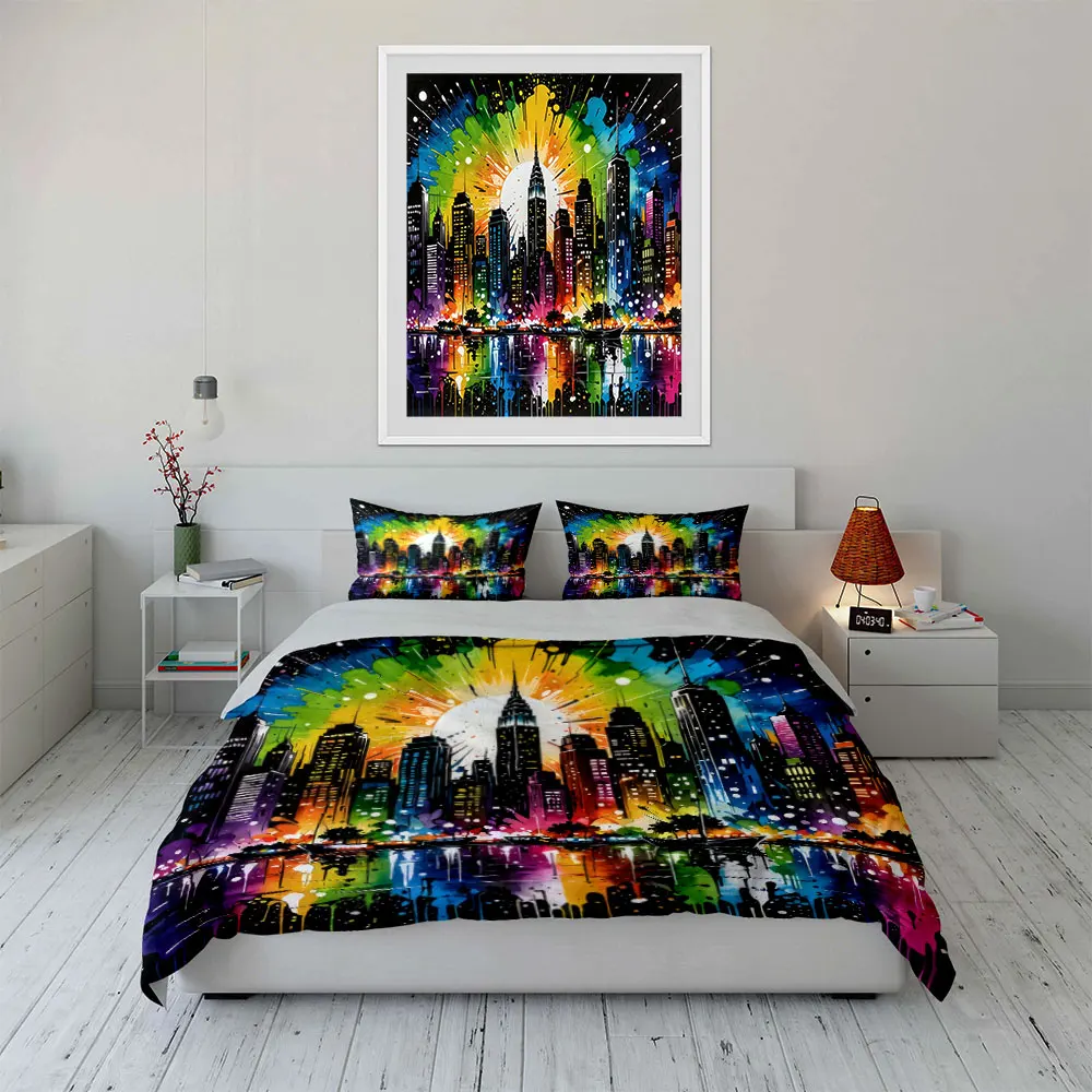 "Colorful Cityscape Art Set Decor" Bedding Set with 1 Duvet Cover 2 Pillowcases Single Double King Queen, Gift
"Colorful Cityscape Art Set Decor" Bedding Set with 1 Duvet Cover 2 Pillowcases Single Double King Queen, Gift