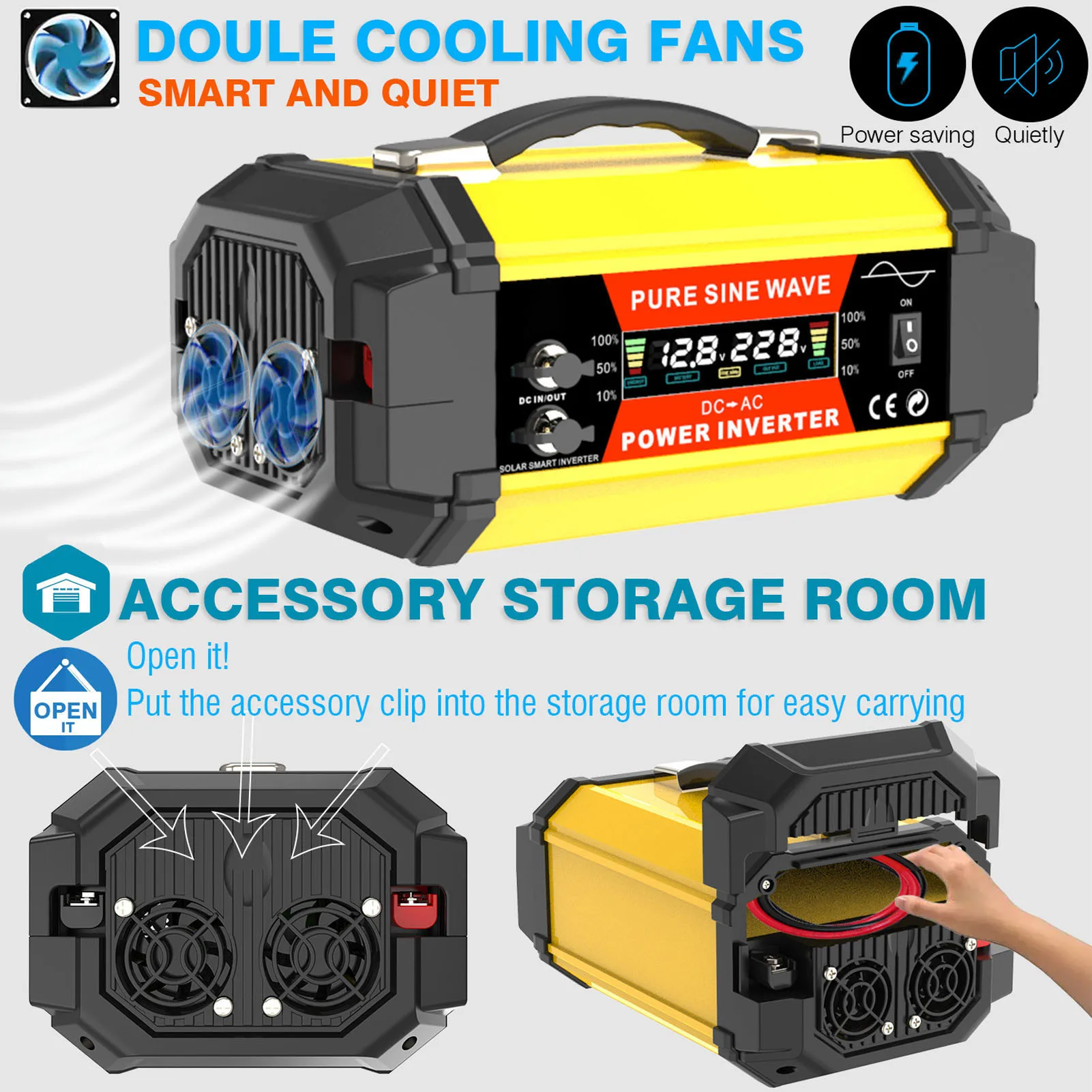 Sine Inverter Dual Sockets LCD Display Sine Inverter Dual USB Fast Charging Ports 500W for Outdoor
Sine Inverter Dual Sockets LCD Display Sine Inverter Dual USB Fast Charging Ports 500W for Outdoor