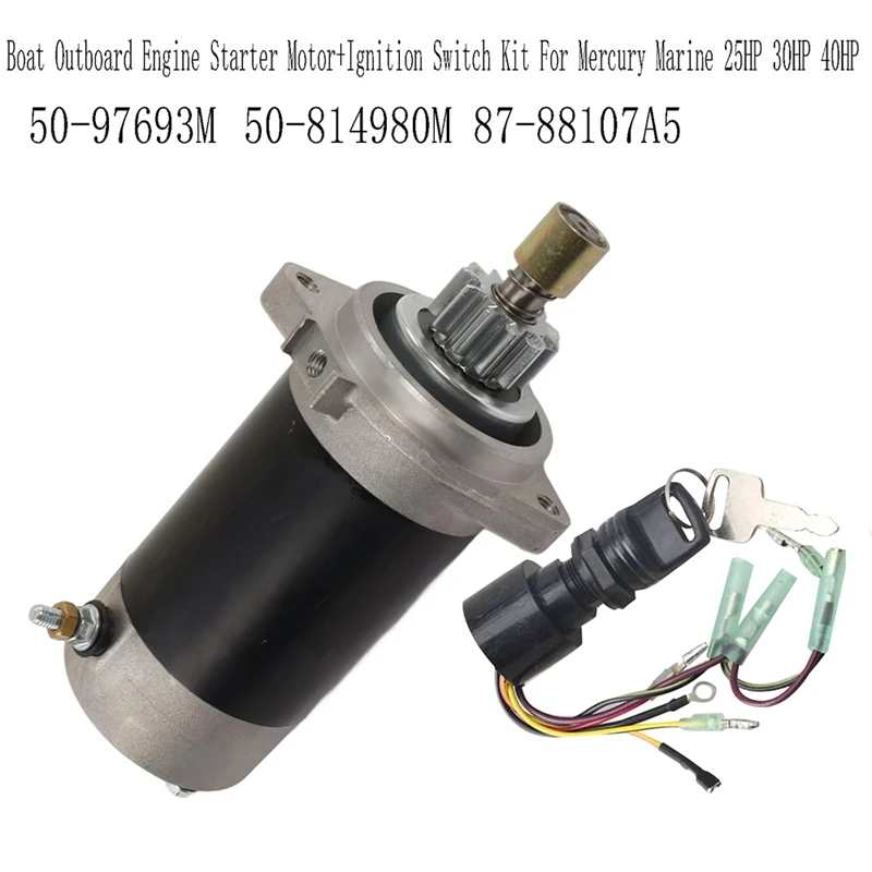 50-814980M 87-88107A5 Boat Outboard Engine Starter Motor+Ignition Switch Kit For Mercury Marine 25HP 30HP 40HP 50-97693M
50-814980M 87-88107A5 Boat Outboard Engine Starter Motor+Ignition Switch Kit For Mercury Marine 25HP 30HP 40HP 50-97693M