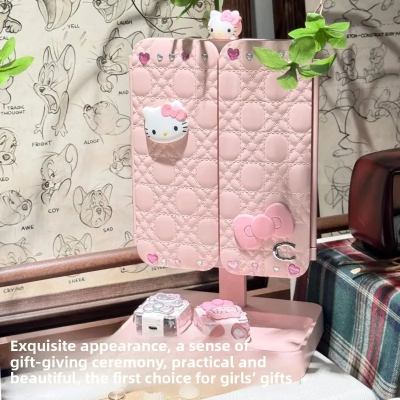 Cute cartoon Hello kitty three-fold makeup mirror, tabletop makeup mirror with light, magnifying light mirror, holiday gift
Cute cartoon Hello kitty three-fold makeup mirror, tabletop makeup mirror with light, magnifying light mirror, holiday gift
