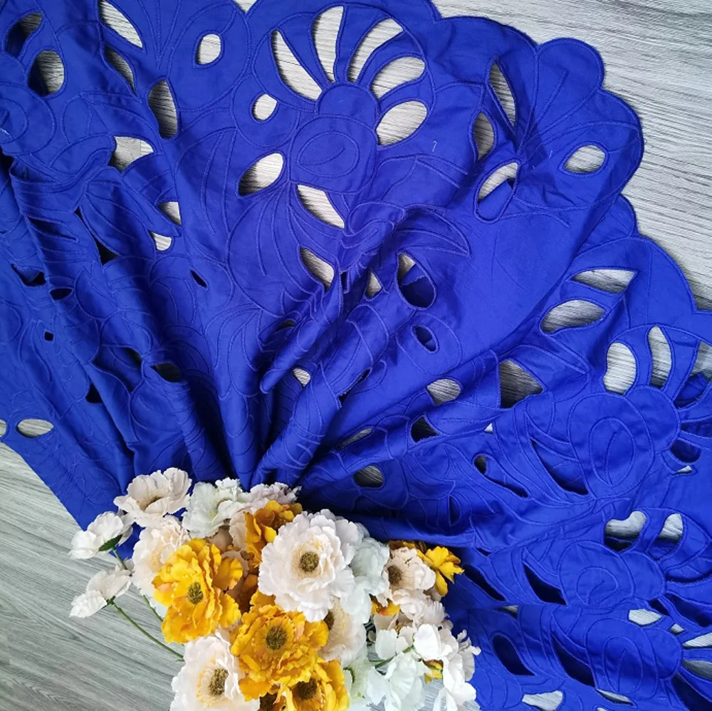 Pure Cotton Bright Blue Hollow Out Embroidered Fabric for Sewing Dress Clothes DIY Handmade Crafting Cloth
Pure Cotton Bright Blue Hollow Out Embroidered Fabric for Sewing Dress Clothes DIY Handmade Crafting Cloth