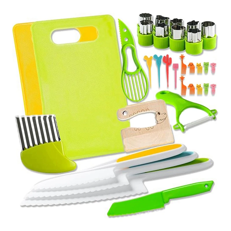 ABNO-Children's Kitchenknife Set-Safe, Wooden And Plastic Knives, Cutting Board, Y-Shaped Peeler, Wrinkle Knife, Fruit Fork.
ABNO-Children's Kitchenknife Set-Safe, Wooden And Plastic Knives, Cutting Board, Y-Shaped Peeler, Wrinkle Knife, Fruit Fork.