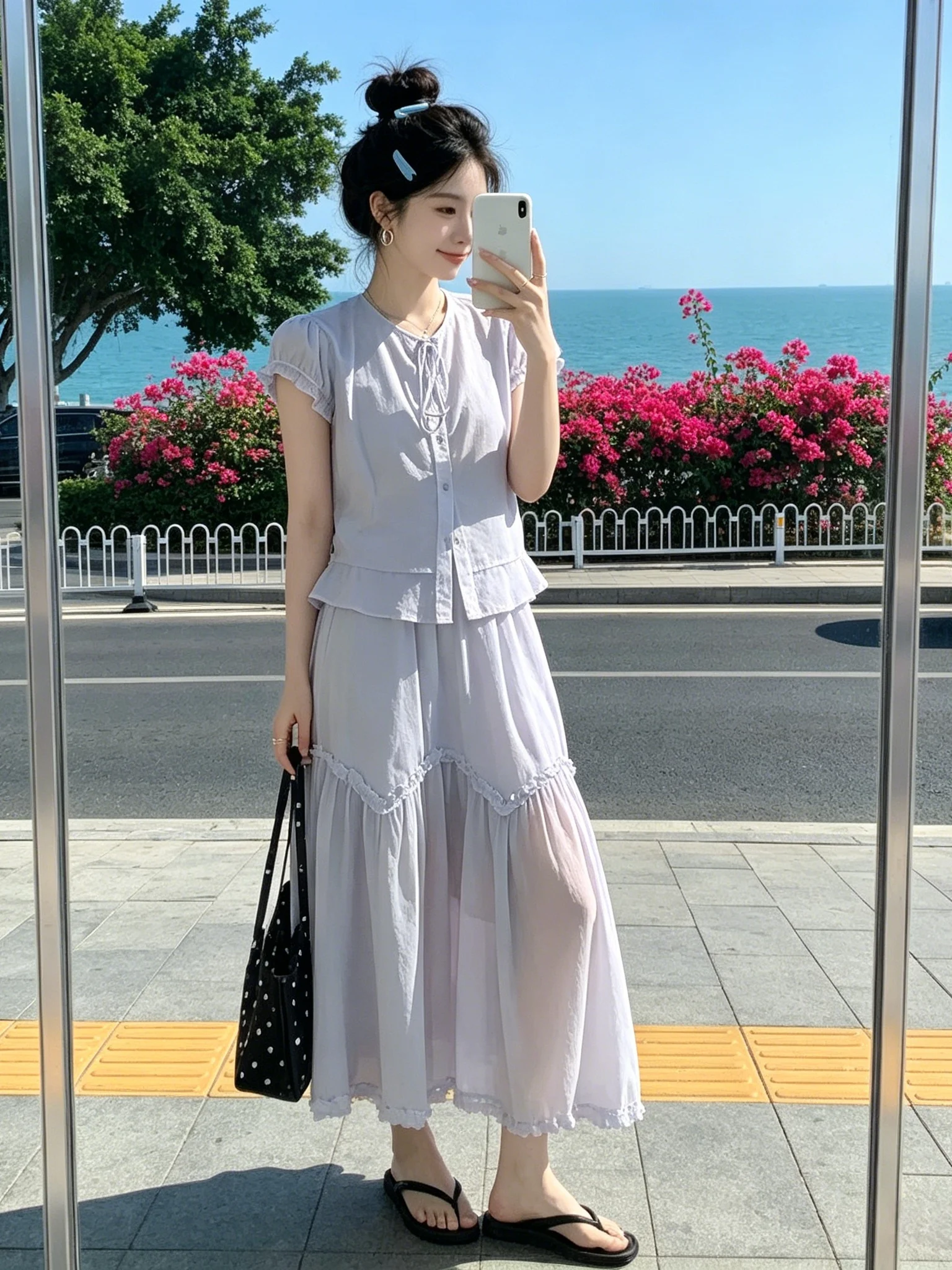 Summer Chic Purple Splice Set High Waist Half Skirt Single Button Women's Fashionable Two-Piece Suit Breathable Short Sleeve ...
Summer Chic Purple Splice Set High Waist Half Skirt Single Button Women's Fashionable Two-Piece Suit Breathable Short Sleeve ...