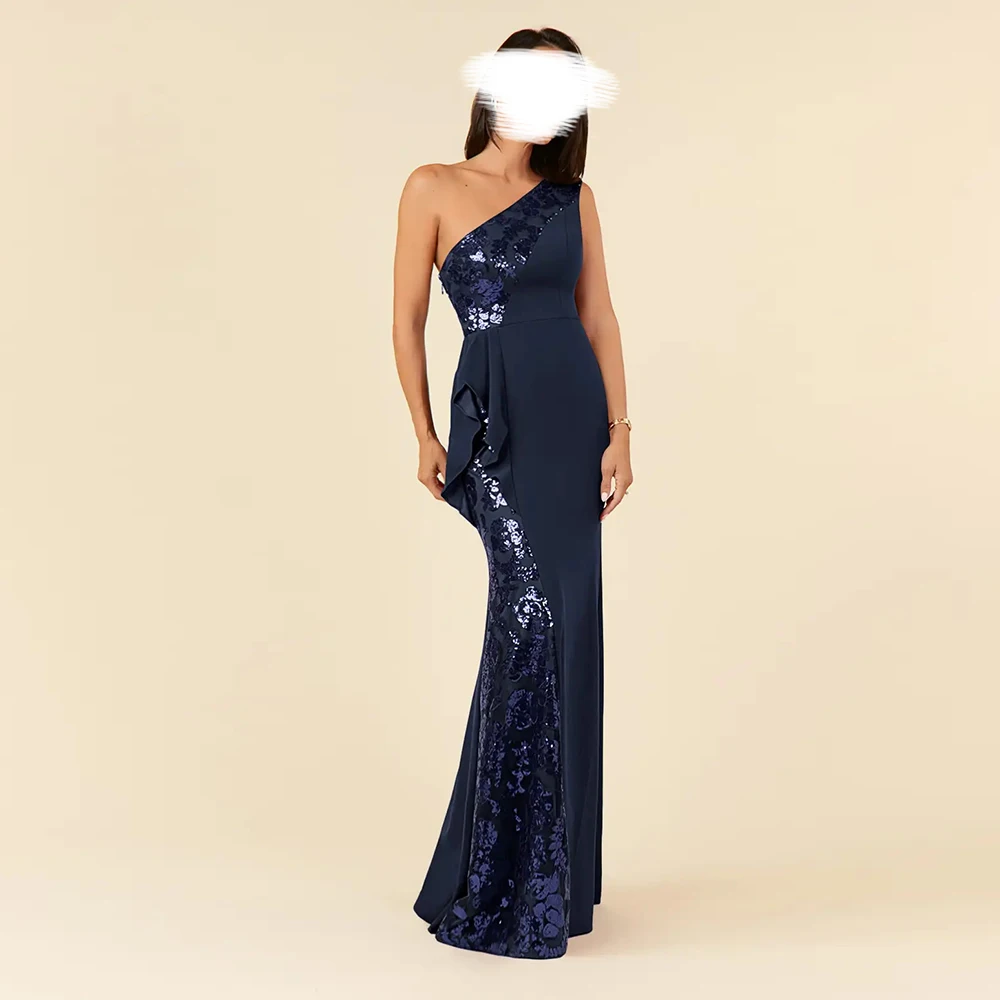 Customized One-Shoulder Sleeveless Sequined Lace Floor-Length Formal Evening Dress Ruffles Long Glitter Mermaid Party Gowns
Customized One-Shoulder Sleeveless Sequined Lace Floor-Length Formal Evening Dress Ruffles Long Glitter Mermaid Party Gowns