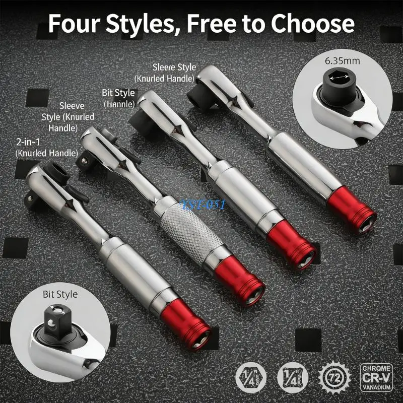 E15A Convenient Swivels Head Ratchet Wrench 1/4Inch Drive Bidirectional for Tight Space
E15A Convenient Swivels Head Ratchet Wrench 1/4Inch Drive Bidirectional for Tight Space