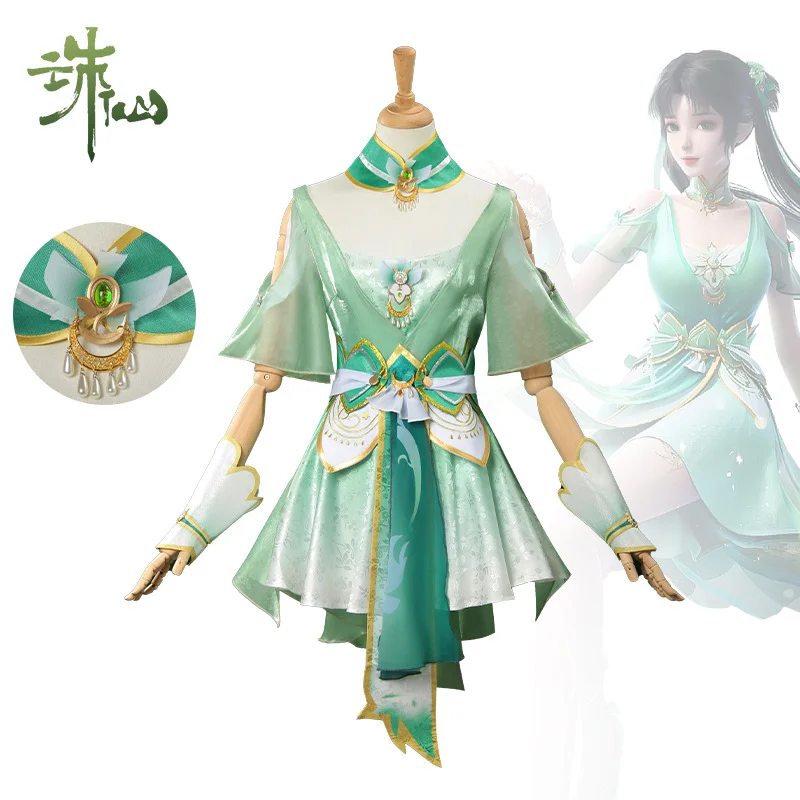 Bi Yao Jade Dynasty Cosplay Anime Fairy Q Costume Green Dress Wig Set for Women Halloween Party Play Outfit
Bi Yao Jade Dynasty Cosplay Anime Fairy Q Costume Green Dress Wig Set for Women Halloween Party Play Outfit