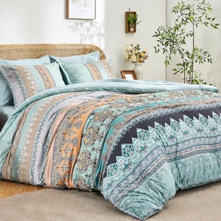 Boho Comforter Set - 7 Pieces Bed in a Bag, Bohemian Striped Comforter Set with Sheets, Soft Microfiber Floral Bedding Set for
Boho Comforter Set - 7 Pieces Bed in a Bag, Bohemian Striped Comforter Set with Sheets, Soft Microfiber Floral Bedding Set for