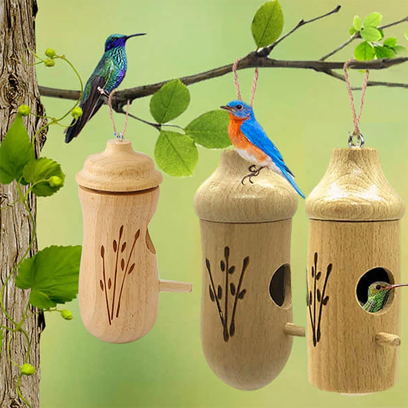 Wooden Hanging Hummingbird House Chalet Mini Bird Nest Cage, Beautiful Outdoor Patio Garden Decoration, Pet Bedroom
Wooden Hanging Hummingbird House Chalet Mini Bird Nest Cage, Beautiful Outdoor Patio Garden Decoration, Pet Bedroom