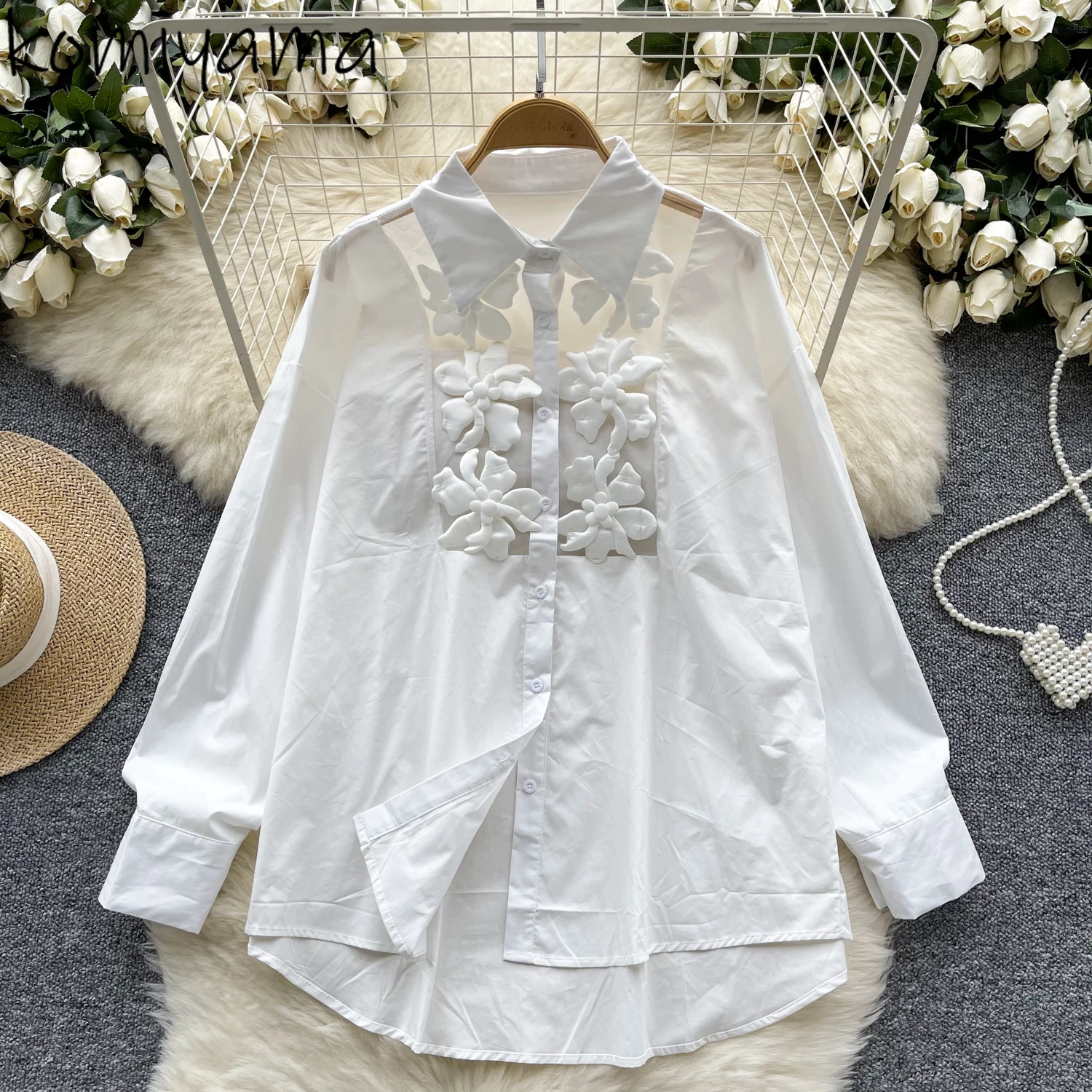 Mesh 3d Flower Blusas Mujer Turn Down Collar Shirts & Blouses Long Sleeve Woman Clothing Spring New Camisas Loose Chic Top
Mesh 3d Flower Blusas Mujer Turn Down Collar Shirts & Blouses Long Sleeve Woman Clothing Spring New Camisas Loose Chic Top