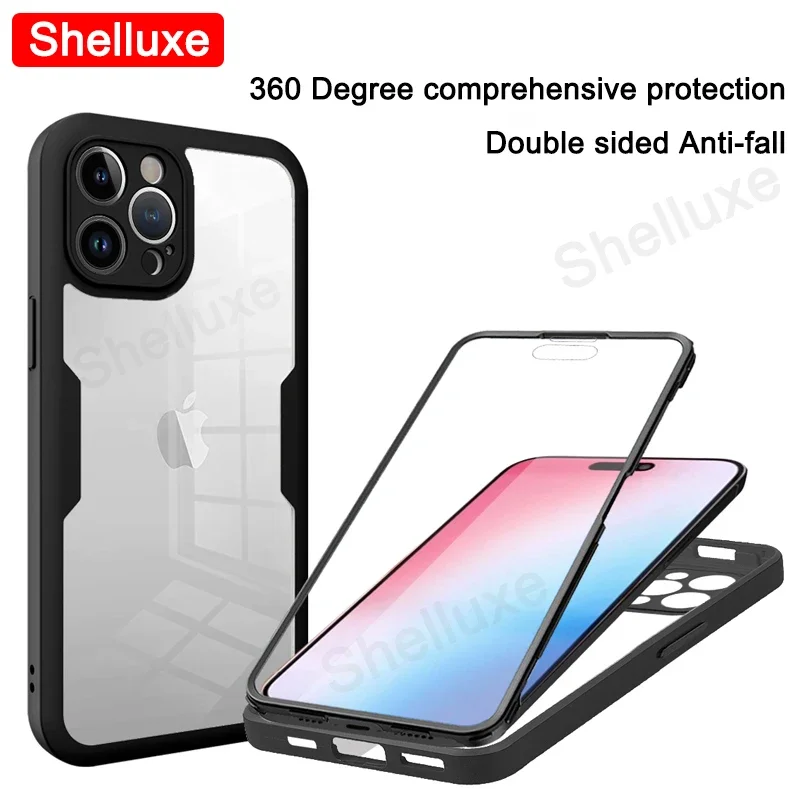 360 Full Body Front+Back Clear Case Shelluxe For iPhone 16 15 14 Plus 13 12 11 Pro Max Silicone Shockproof Double Sided Cover
360 Full Body Front+Back Clear Case Shelluxe For iPhone 16 15 14 Plus 13 12 11 Pro Max Silicone Shockproof Double Sided Cover