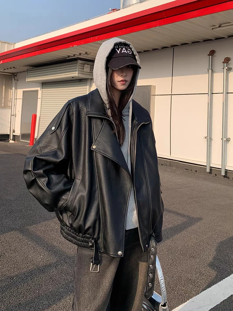 Faionable Loose Motorcycle Jaet 2025 Spring Autumn New Sle Men Women Leather Coat Trendy Streetwear Casual Long Sve
Faionable Loose Motorcycle Jaet 2025 Spring Autumn New Sle Men Women Leather Coat Trendy Streetwear Casual Long Sve