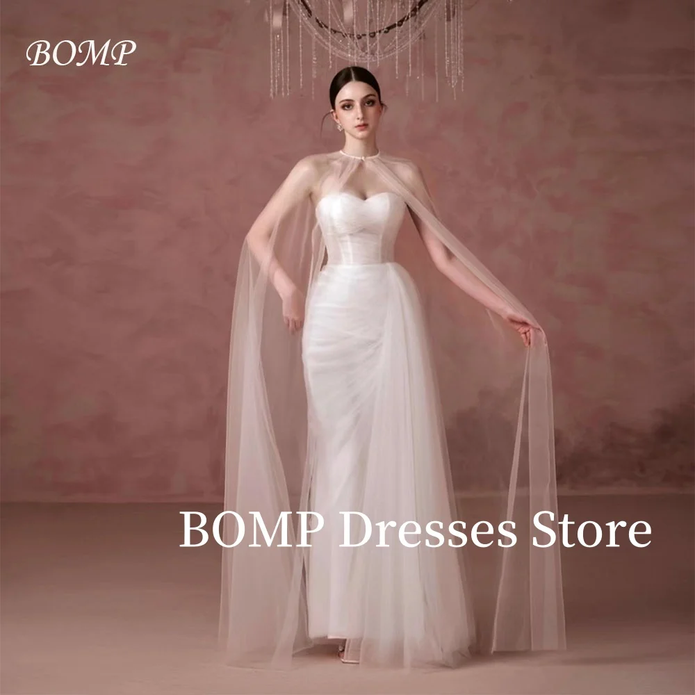 BOMP Elegant Wedding Party Dress with Tulle Jacket Srapless Pleat Draped Evening Bridal Gown Customized Vintage Luxury
BOMP Elegant Wedding Party Dress with Tulle Jacket Srapless Pleat Draped Evening Bridal Gown Customized Vintage Luxury