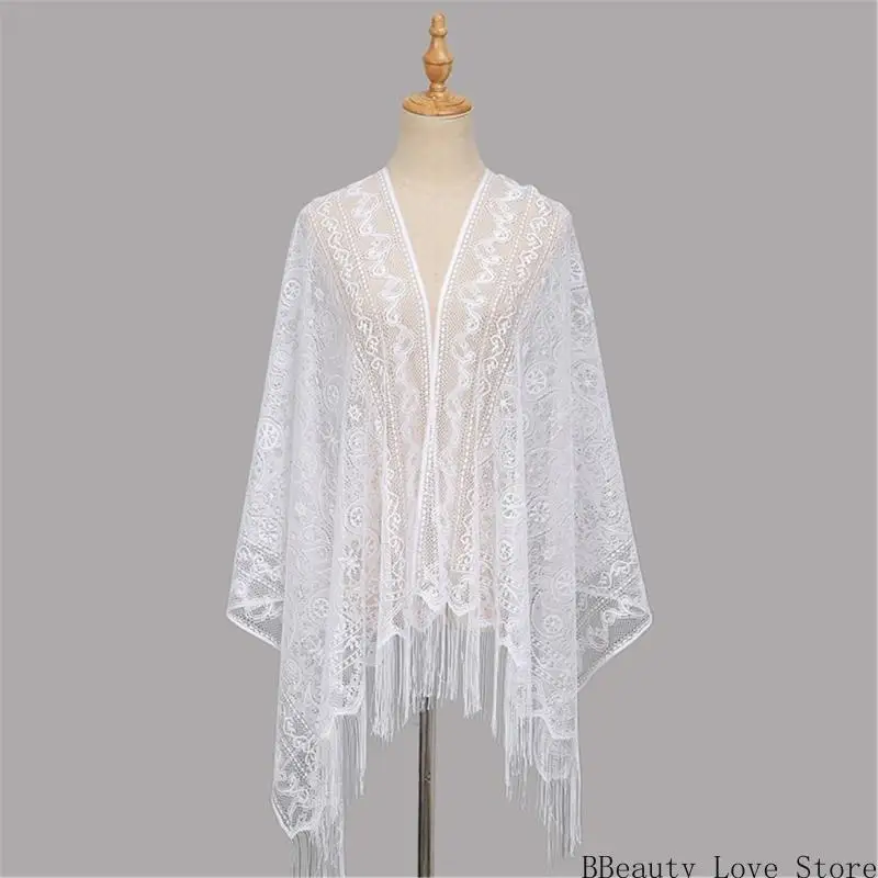 French Styles Women Lace Shawl With Ethnic Tassels Hollowout Shoulder Wrap Neck Scarf For Female Travel Everyday Wear
French Styles Women Lace Shawl With Ethnic Tassels Hollowout Shoulder Wrap Neck Scarf For Female Travel Everyday Wear