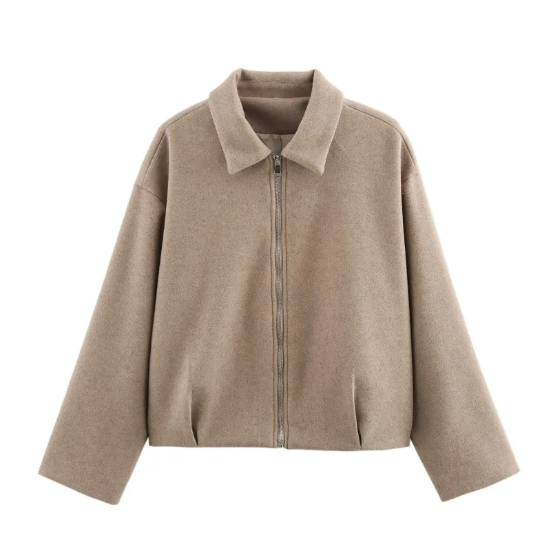 2026 Spring Chic Cropped Wool Jacket with Lapel & Zipper - Casual European Style
2026 Spring Chic Cropped Wool Jacket with Lapel & Zipper - Casual European Style