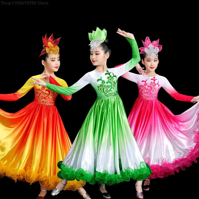Girls Spanish Flamenco Dance Dresses 360/540/720 Degree Fluffy Big Swing Skirt Chorus Opening Dance Stage Performance Costume
Girls Spanish Flamenco Dance Dresses 360/540/720 Degree Fluffy Big Swing Skirt Chorus Opening Dance Stage Performance Costume