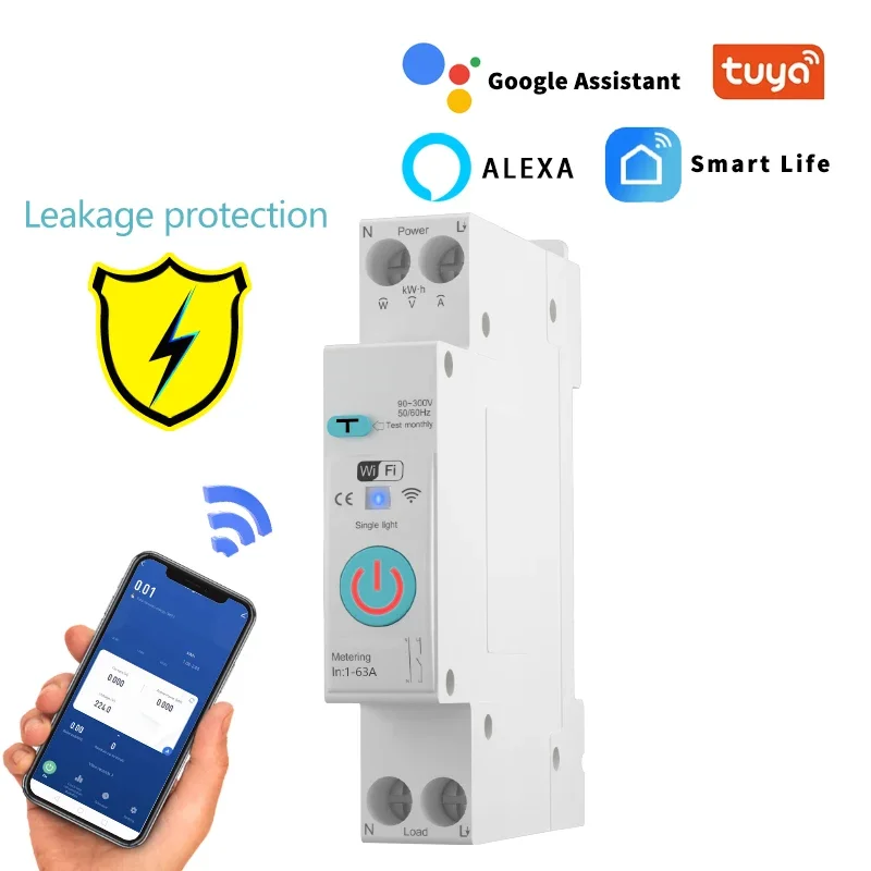 TUYA SMARTLIFE 63A WIFI Smart Switch Current Leakage Protection Relay Energy Meter Metering Circuit Breaker Voltage MCB
TUYA SMARTLIFE 63A WIFI Smart Switch Current Leakage Protection Relay Energy Meter Metering Circuit Breaker Voltage MCB