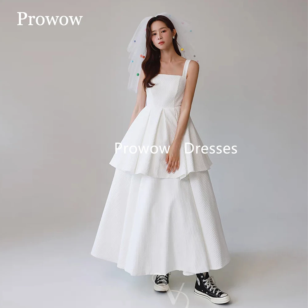 Prowow 2025 Simple Ivory A Line Wedding Dresses Korea Photoshoot Sleeveless Bride Gowns Ankle Length Vestido De Noiva Customized
Prowow 2025 Simple Ivory A Line Wedding Dresses Korea Photoshoot Sleeveless Bride Gowns Ankle Length Vestido De Noiva Customized