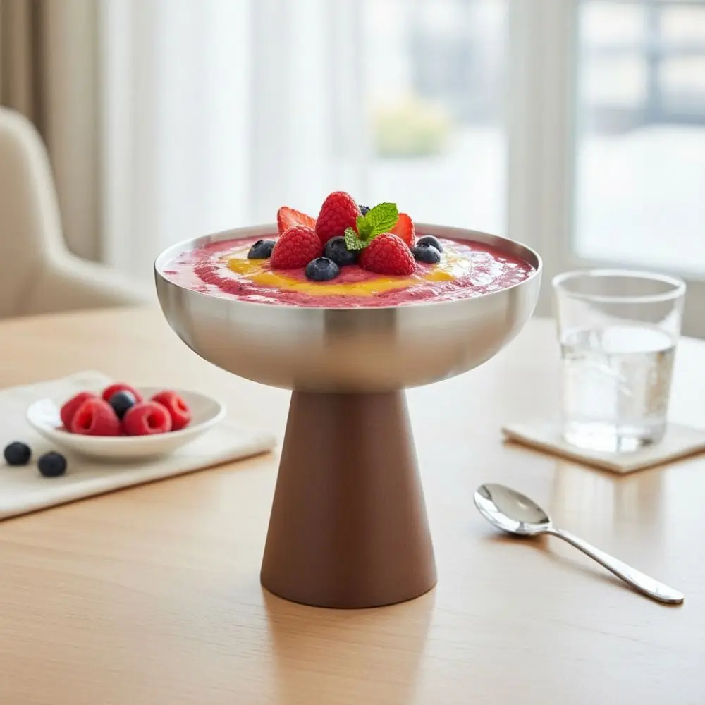 High Feet Stainless Steel Dessert Cup Wood Handle Stable Base Ice Cream Cup Corrosion-resistant Large-caliber Fruit Salad Bowl
High Feet Stainless Steel Dessert Cup Wood Handle Stable Base Ice Cream Cup Corrosion-resistant Large-caliber Fruit Salad Bowl