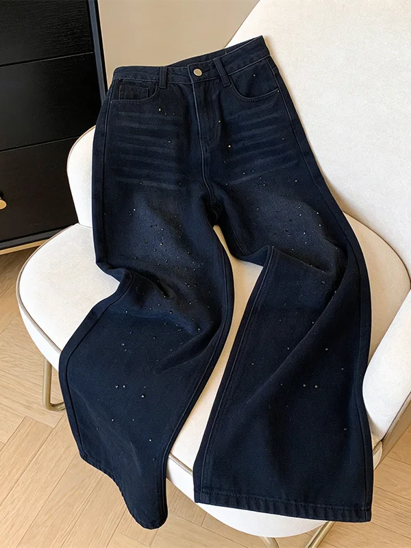 plus Size Heavy Duty Rhinestone High Waist Slimming Wide Leg Black Denim Jeans Women's Spring New Style Commute Fashion
plus Size Heavy Duty Rhinestone High Waist Slimming Wide Leg Black Denim Jeans Women's Spring New Style Commute Fashion