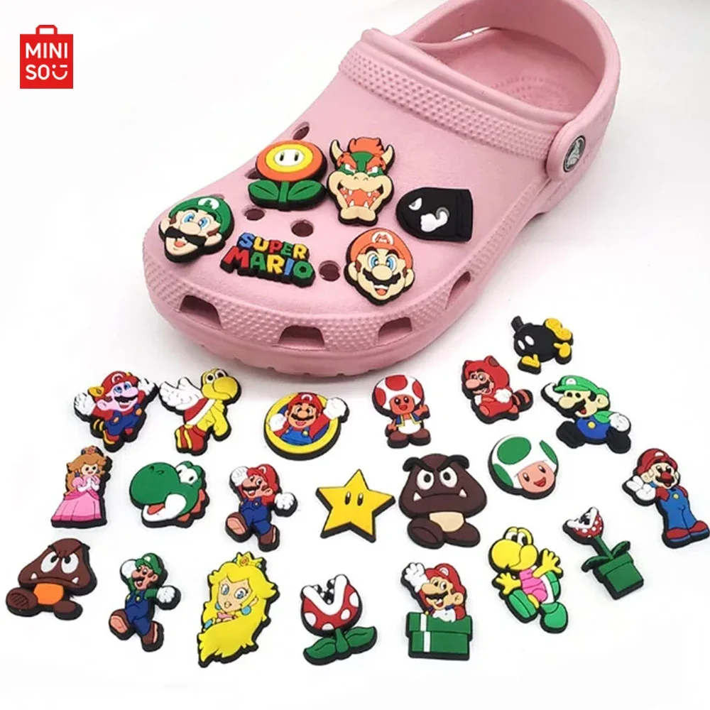 MINISO 27pcs Super Mario Shoe Charms PVC Anime Character Decorations for Clogs Bubble Slides Sandals Shoe Accessories
MINISO 27pcs Super Mario Shoe Charms PVC Anime Character Decorations for Clogs Bubble Slides Sandals Shoe Accessories