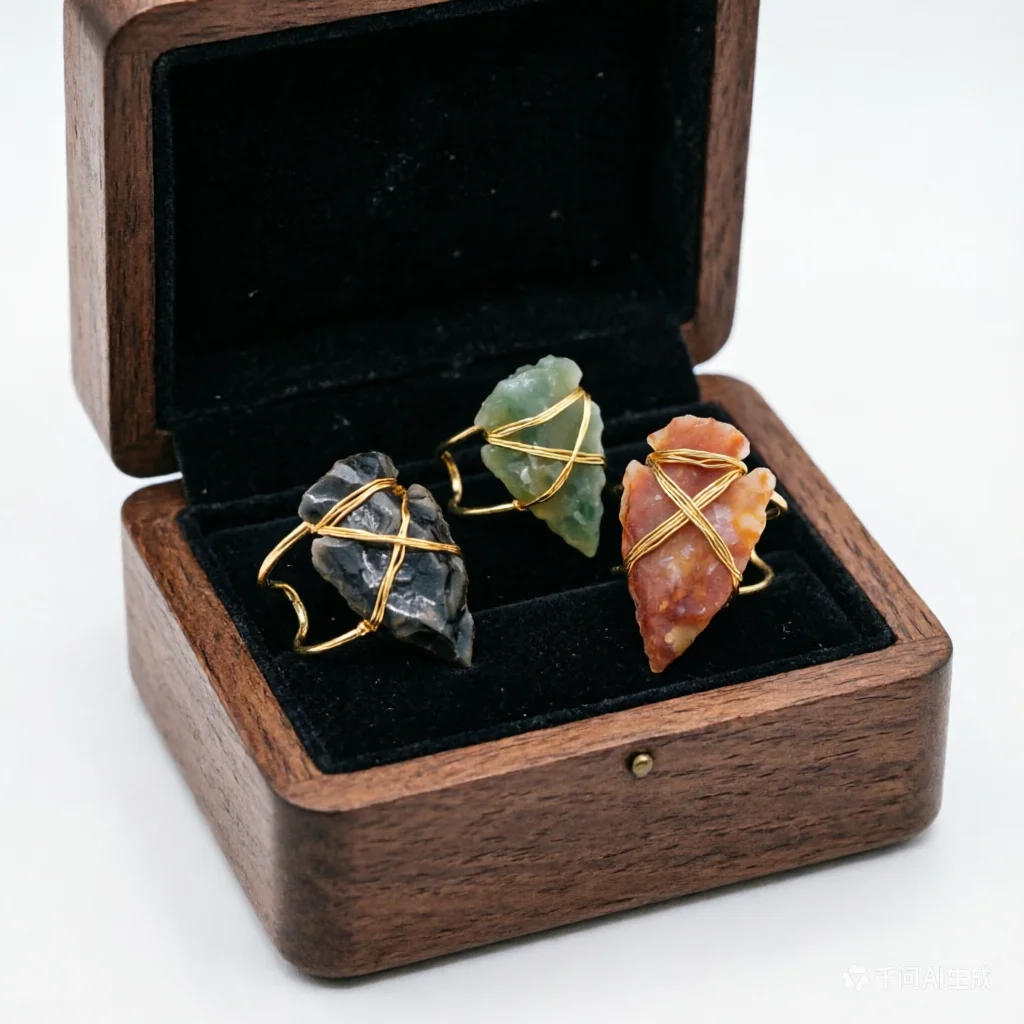 WT-R391 WKT Original Natural Gemstones Colorful Arrowhead Shape Gold Wire Wrapped Indian Agates Ring Female Jewelry Gift
WT-R391 WKT Original Natural Gemstones Colorful Arrowhead Shape Gold Wire Wrapped Indian Agates Ring Female Jewelry Gift