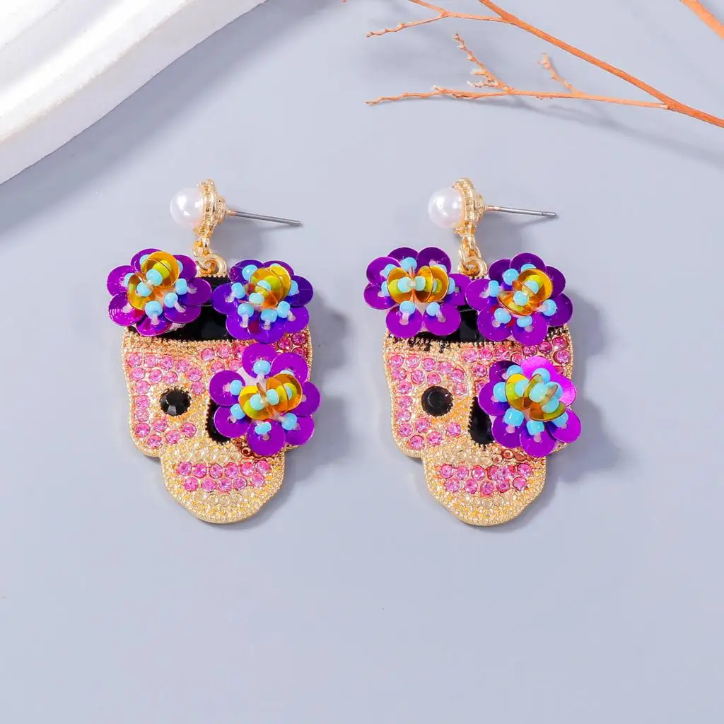 2024 New Fashion Design Colorful Crystal Rhinestone Flower Skull Earrings for Women Girls Halloween Rave Party Jewelry Gifts
2024 New Fashion Design Colorful Crystal Rhinestone Flower Skull Earrings for Women Girls Halloween Rave Party Jewelry Gifts