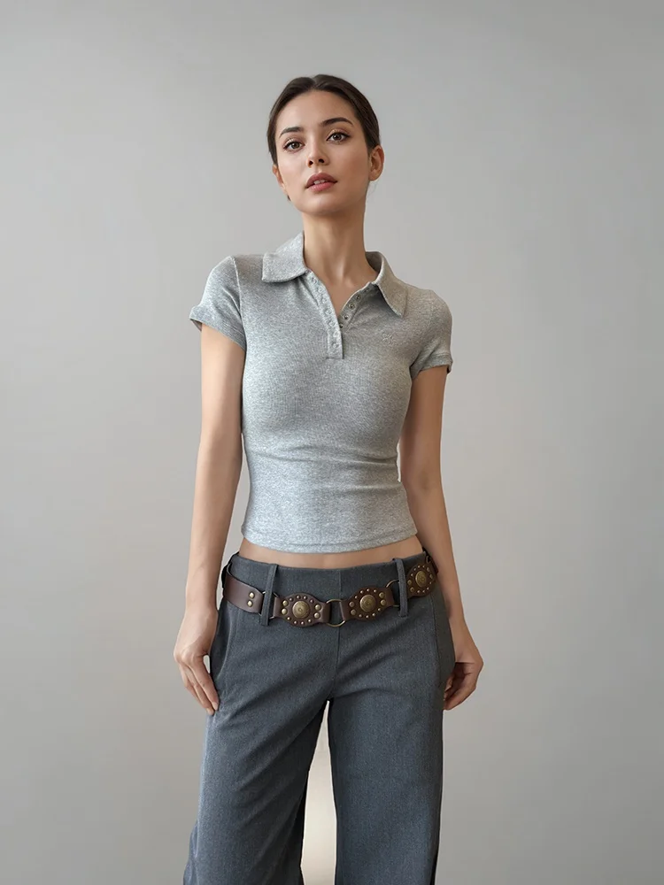 ANGJIA Summer American Retro T-irt Women's Slim Fit Basic Sle Commute Simple Top ort Sve Turn-down Collar
ANGJIA Summer American Retro T-irt Women's Slim Fit Basic Sle Commute Simple Top ort Sve Turn-down Collar