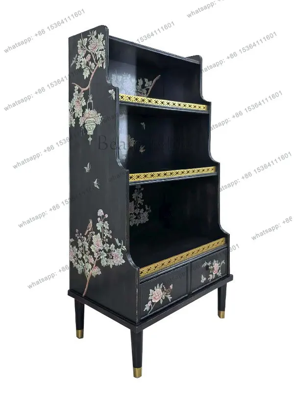 French retro solid wood bookcase American bookshelf home floor-to-ceiling living room display cabinet
French retro solid wood bookcase American bookshelf home floor-to-ceiling living room display cabinet