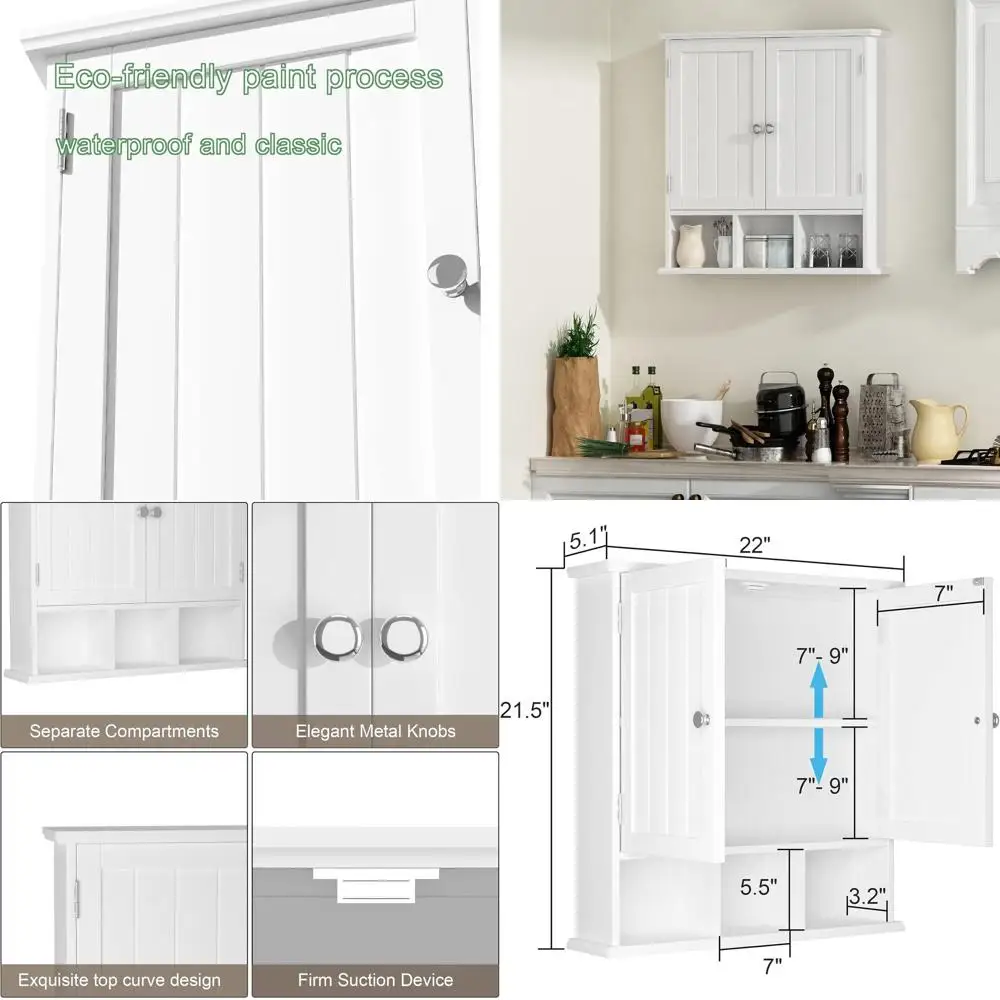 Space-Saving Wall-Mounted Wooden 2-Door Medicine Cabinet with 3 Adjustable Shelves, Over-the-Toilet Storage for Bathroom and Liv
Space-Saving Wall-Mounted Wooden 2-Door Medicine Cabinet with 3 Adjustable Shelves, Over-the-Toilet Storage for Bathroom and Liv