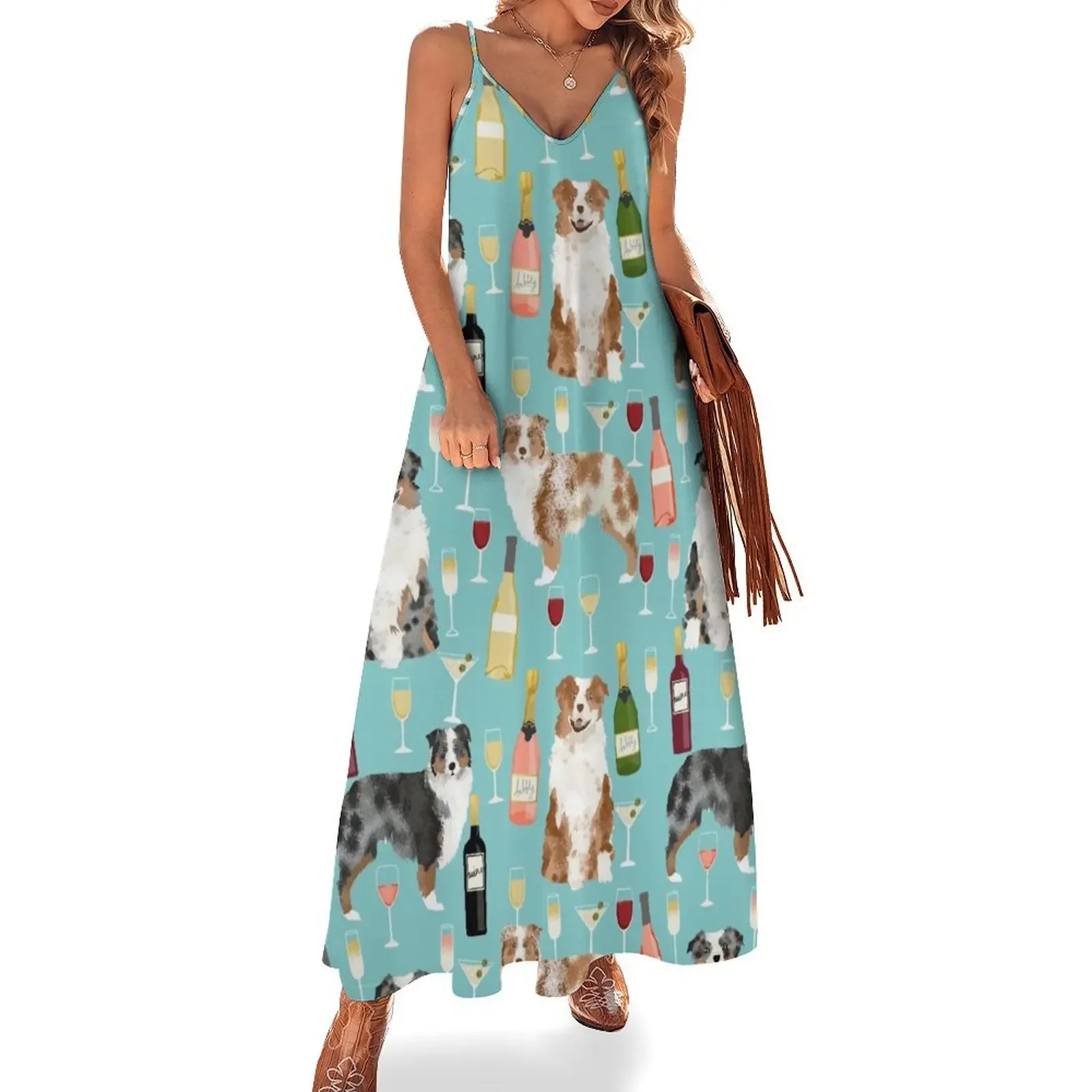 Australian Shepherd blue and red merle wine cocktails yappy hour pattern dog breed Sleeveless Dress Woman clothes
Australian Shepherd blue and red merle wine cocktails yappy hour pattern dog breed Sleeveless Dress Woman clothes