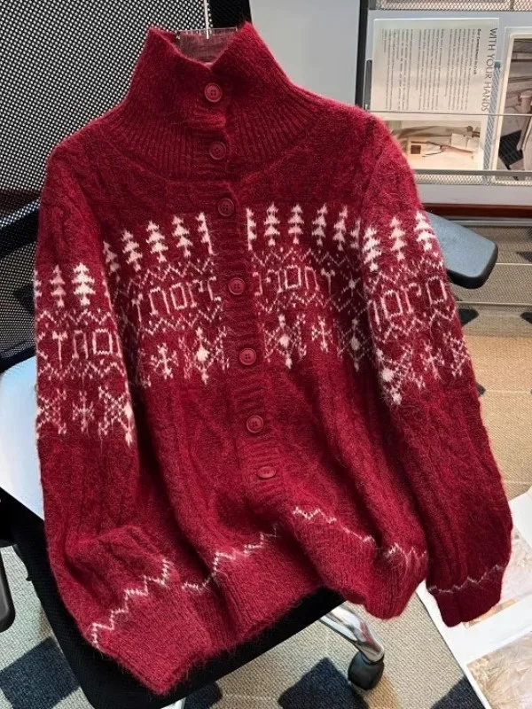 Cisas Red Knitted Sweater Women's Trendy Outerwear Winter plus Size Loose Twist High Collar Knitted Top for plus Size Women
Cisas Red Knitted Sweater Women's Trendy Outerwear Winter plus Size Loose Twist High Collar Knitted Top for plus Size Women