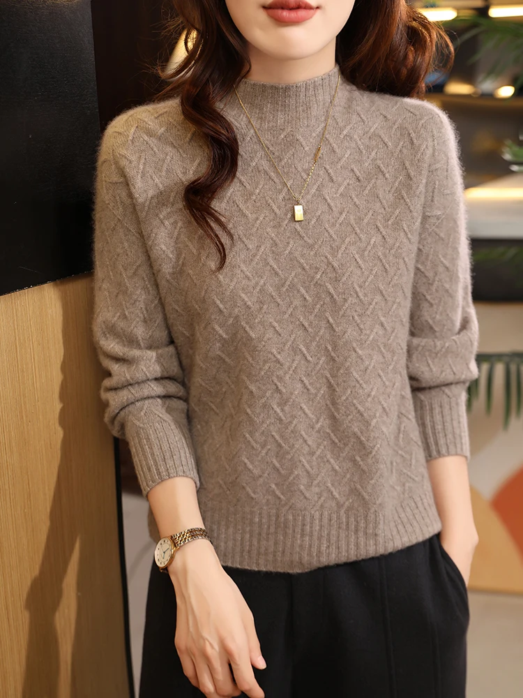 Women's Sweater HalfHigh Collar Pullover Large Size Fall Winter 100%Merino Wool Sweater Thick Warm Knit Top Fashion Trend Casual
Women's Sweater HalfHigh Collar Pullover Large Size Fall Winter 100%Merino Wool Sweater Thick Warm Knit Top Fashion Trend Casual