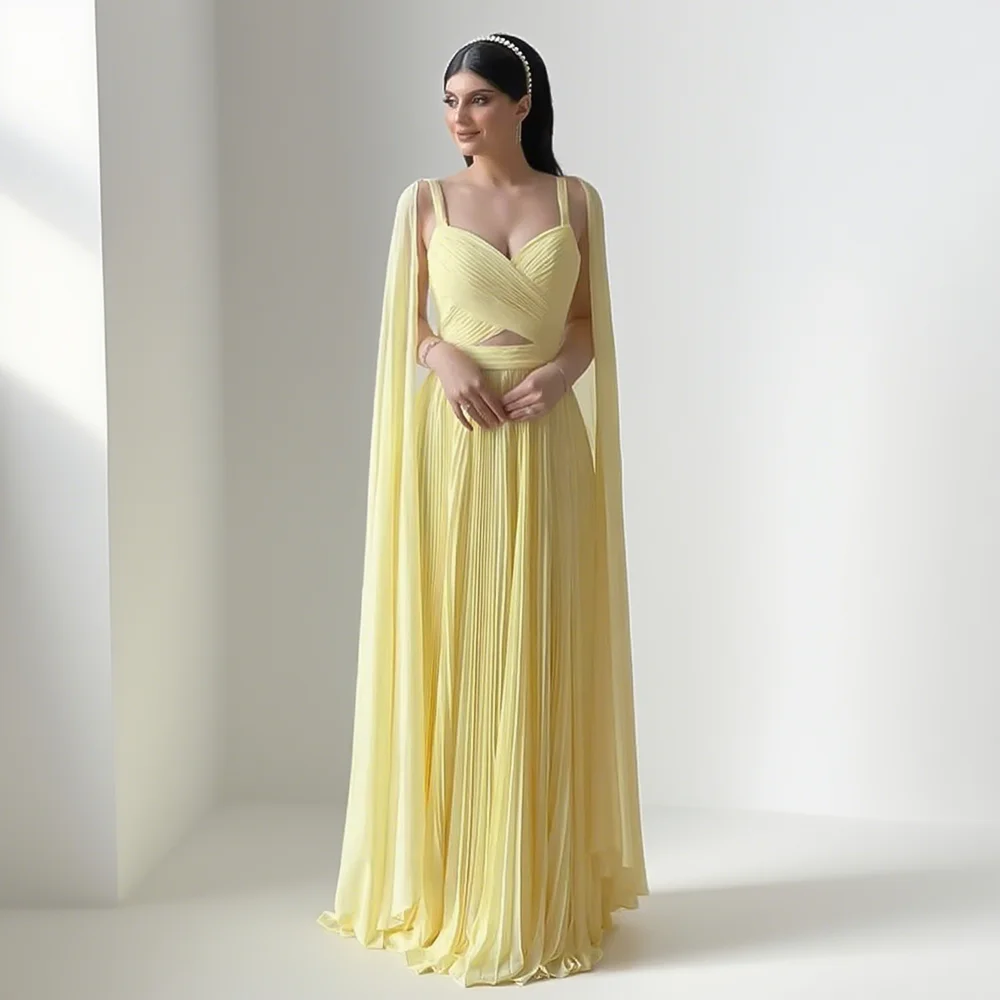 Yellow Elegant Women Chiffon Evening Dresses with Cap Sleeves Long A Line Formal Wedding Party Dresses Prom Gown Customized
Yellow Elegant Women Chiffon Evening Dresses with Cap Sleeves Long A Line Formal Wedding Party Dresses Prom Gown Customized