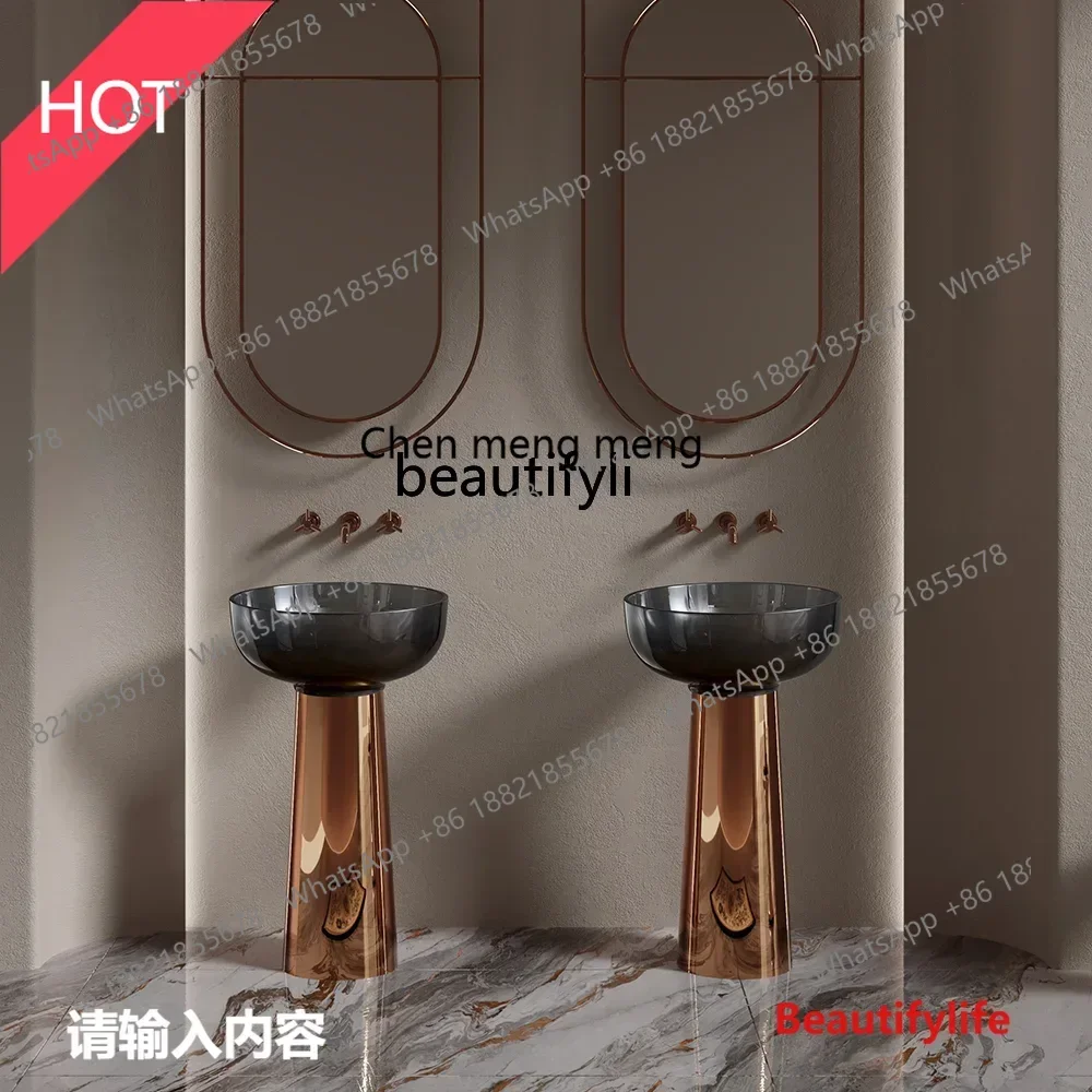 A32 cqyModern simple gold base transparent color hand wash face hotel villa club bathroom floor column basin
A32 cqyModern simple gold base transparent color hand wash face hotel villa club bathroom floor column basin