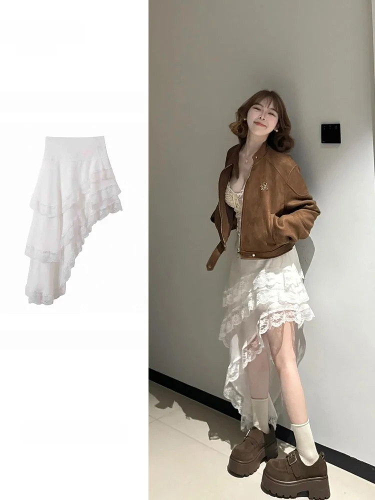 plus Size Women's Irregular Lace White Skirt Commute Korean Style with Loose Fit A-Line Skirt Summer Design
plus Size Women's Irregular Lace White Skirt Commute Korean Style with Loose Fit A-Line Skirt Summer Design