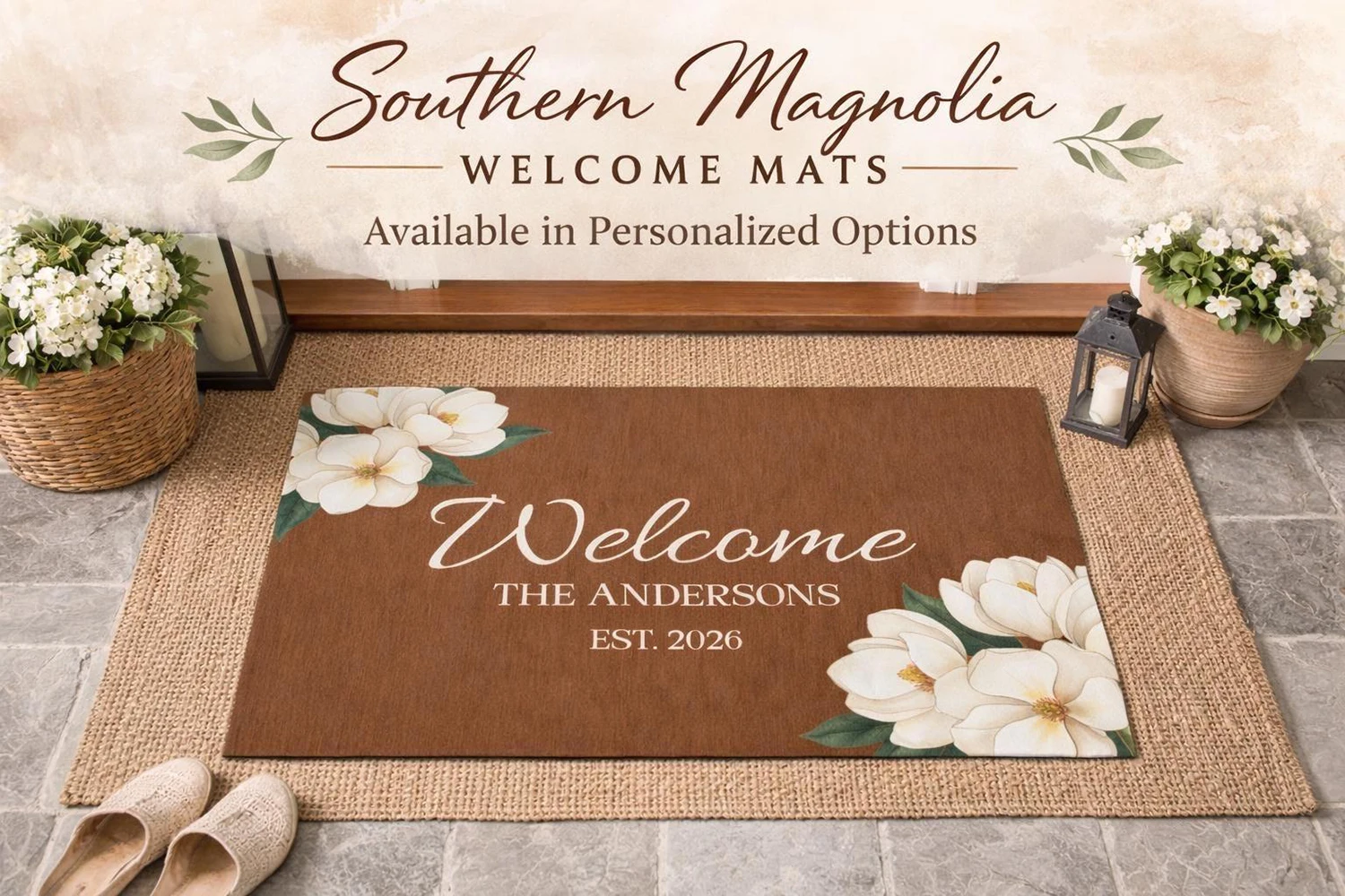 Personalized Floral Welcome Mat Southern Magnolia Chenille Entry Rug Outdoor Indoor Floor Mat Estate Flower Garden Home Gift
Personalized Floral Welcome Mat Southern Magnolia Chenille Entry Rug Outdoor Indoor Floor Mat Estate Flower Garden Home Gift
