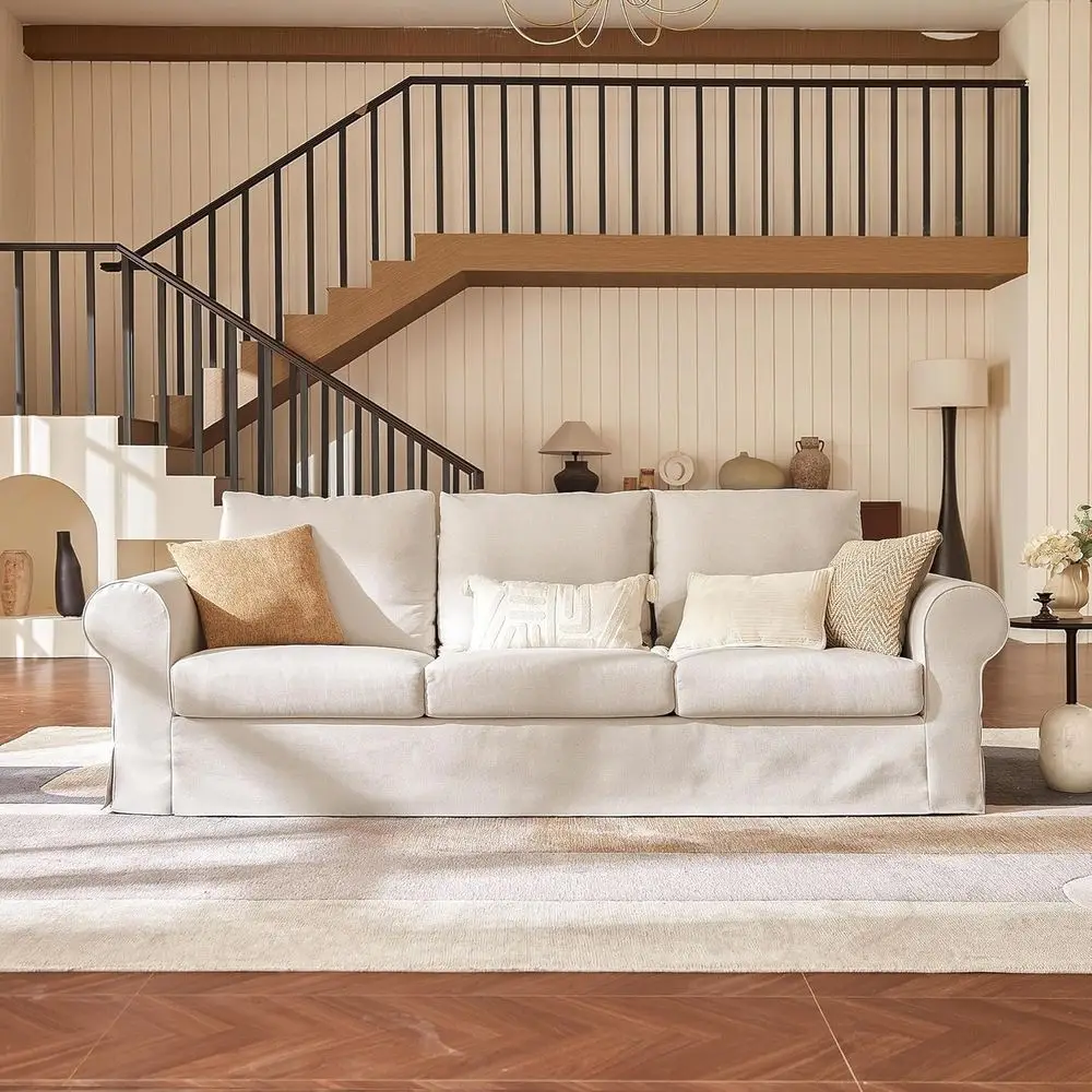 89 Classic 3-Seat Comfortable Sofa with Rolled Arms, High Back, Removable Washable Covers - Beige
89 Classic 3-Seat Comfortable Sofa with Rolled Arms, High Back, Removable Washable Covers - Beige