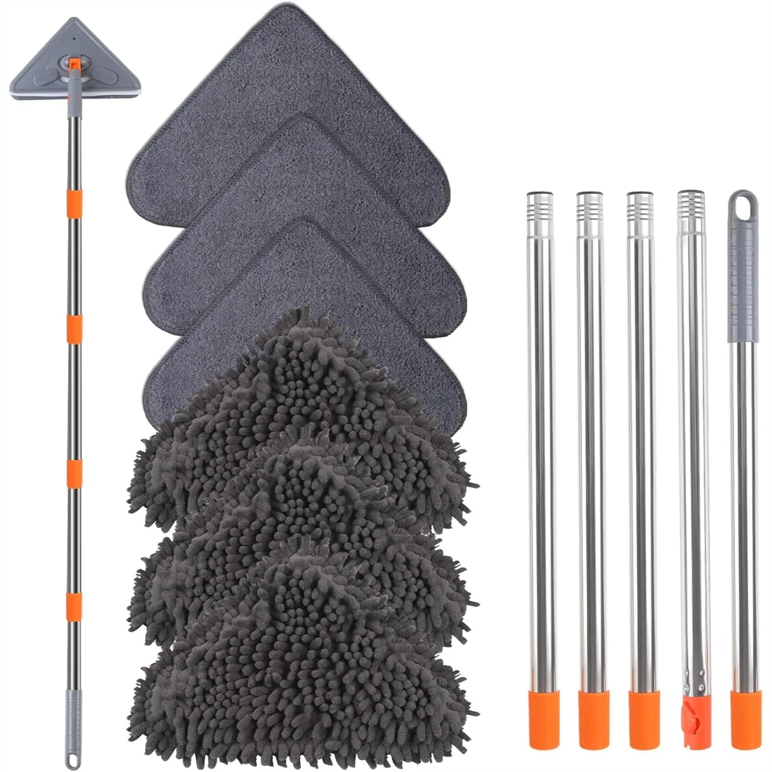 80" Long Handle Wall Mop for Window, Walls, Ceiling Fans, and Floors Cleaning with 360° Swivel and Squeegee, 6 Reusable Pads
80" Long Handle Wall Mop for Window, Walls, Ceiling Fans, and Floors Cleaning with 360° Swivel and Squeegee, 6 Reusable Pads