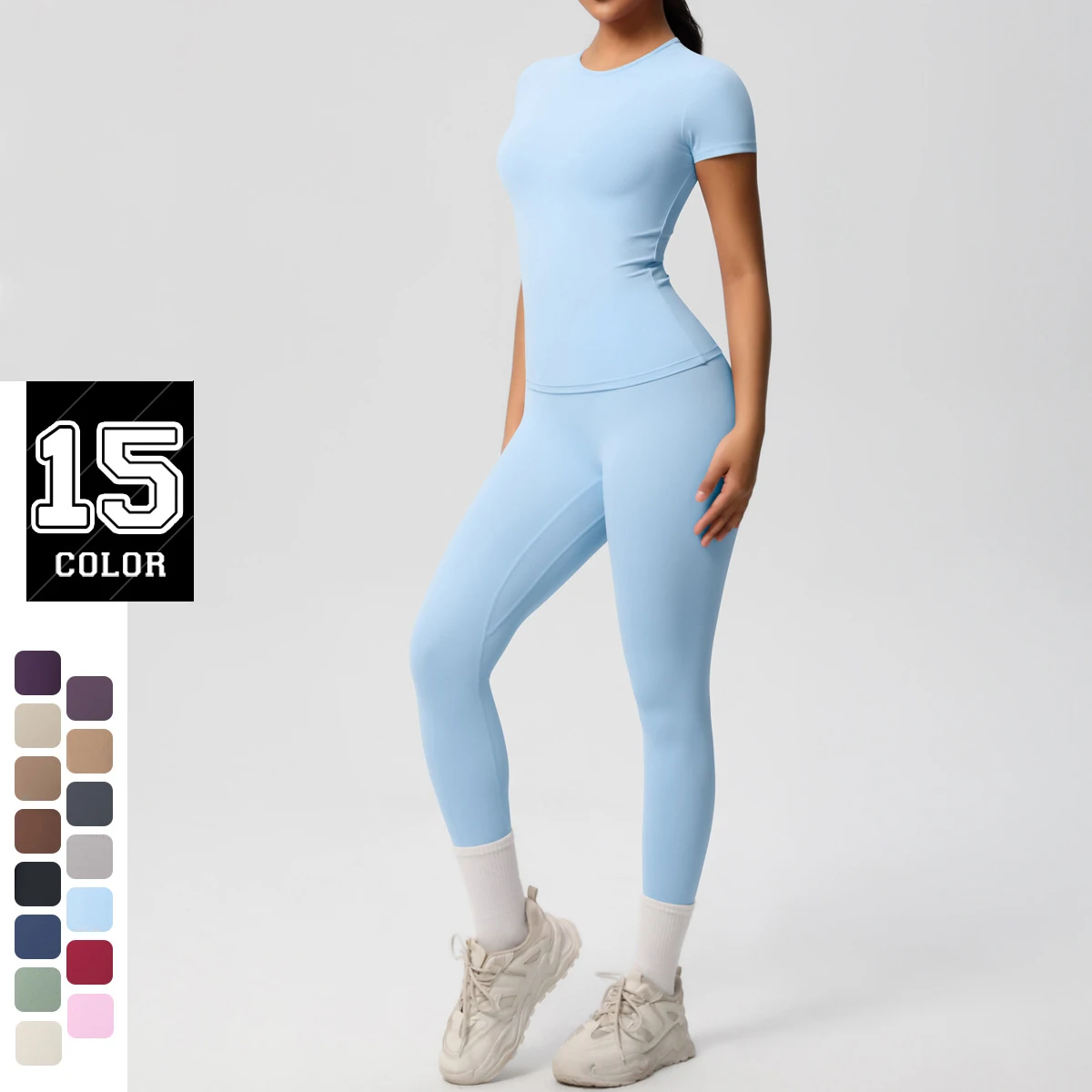 Rooftrellen 2pcs Women Yoga Set Quick-Dry Slim T-Shirt Sport Running Workout Top Solid Color High Waisted Push Up Yoga Pants Set
Rooftrellen 2pcs Women Yoga Set Quick-Dry Slim T-Shirt Sport Running Workout Top Solid Color High Waisted Push Up Yoga Pants Set