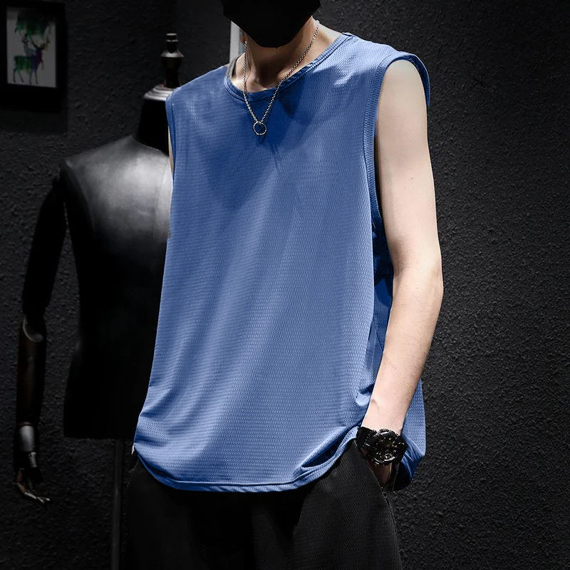Men's round Ne Svel Vest Ice Silk Summer Running Top Ice Sensation Sports Vest Qui Dry No Sve Faion Urban Sle
Men's round Ne Svel Vest Ice Silk Summer Running Top Ice Sensation Sports Vest Qui Dry No Sve Faion Urban Sle