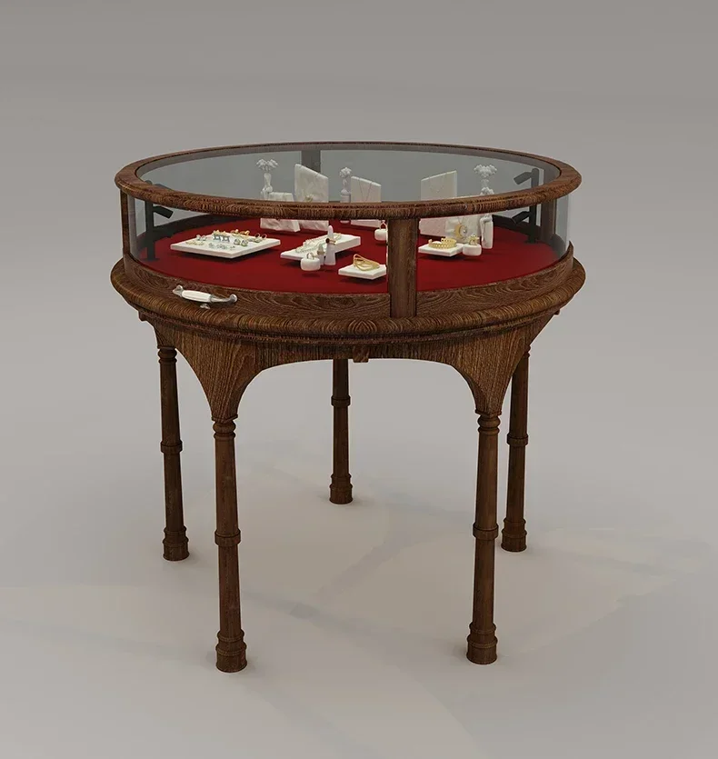 Solid wood curved round island cabinet oval jewelry display cabinet jewelry glass display cabinet luxury goods
Solid wood curved round island cabinet oval jewelry display cabinet jewelry glass display cabinet luxury goods
