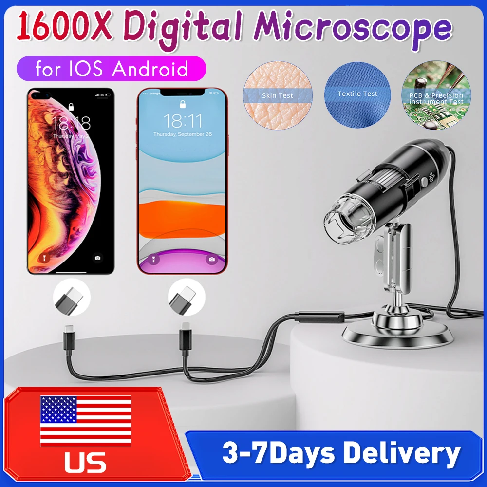 Цифровой USB-микроскоп 1080P HD 1600X с 8 светодиодами для пайки, ремонта телефонов, оценки ювелирных изделий, совместим с Mac и Windows
Цифровой USB-микроскоп 1080P HD 1600X с 8 светодиодами для пайки, ремонта телефонов, оценки ювелирных изделий, совместим с Mac и Windows