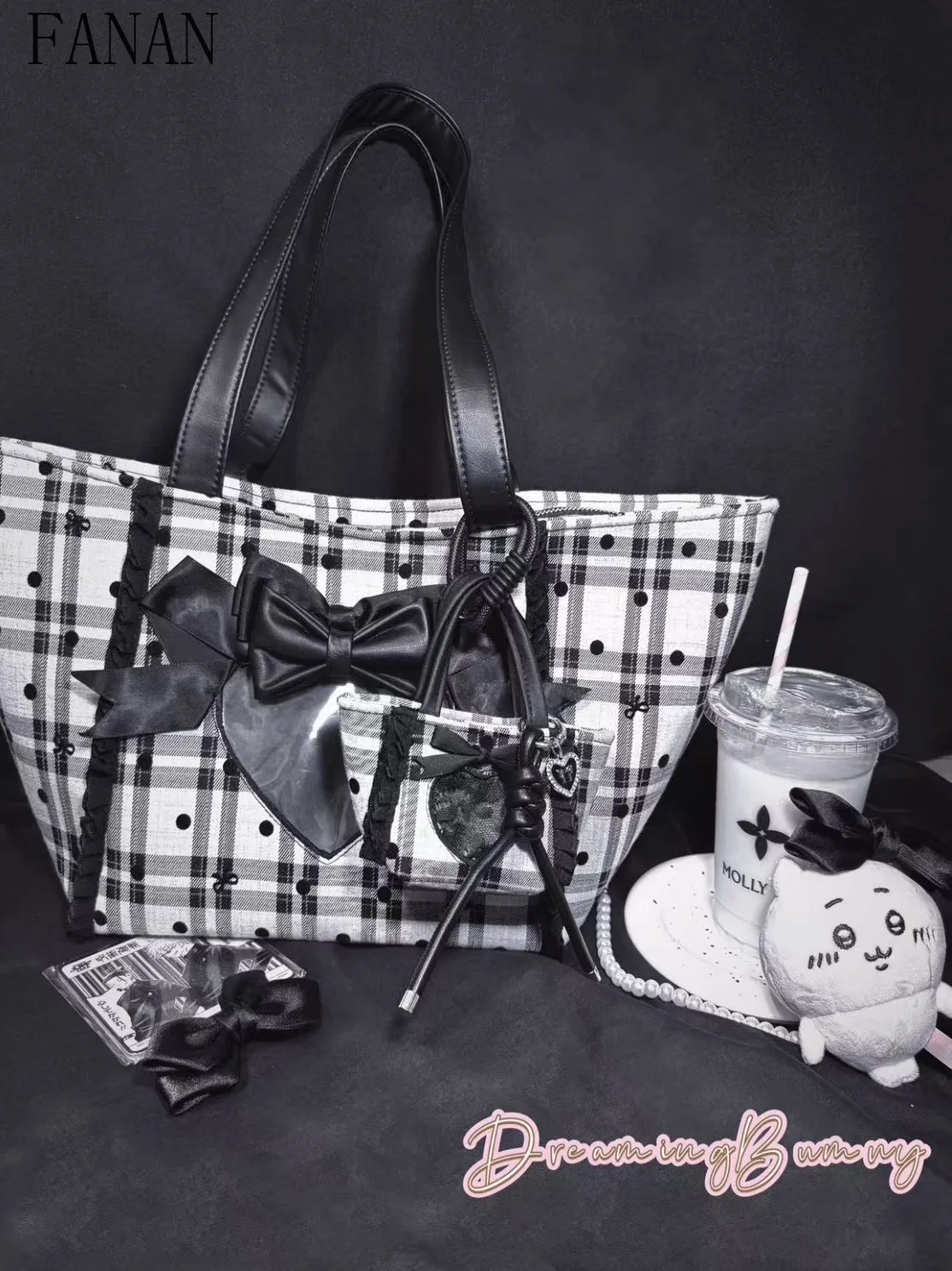 Tote Bags Women Mass-produced Japanese Style Shoulder Bag Casual Elegant Handbag Sweet Plaid Lace Bow Ribbon Women's Handbags
Tote Bags Women Mass-produced Japanese Style Shoulder Bag Casual Elegant Handbag Sweet Plaid Lace Bow Ribbon Women's Handbags