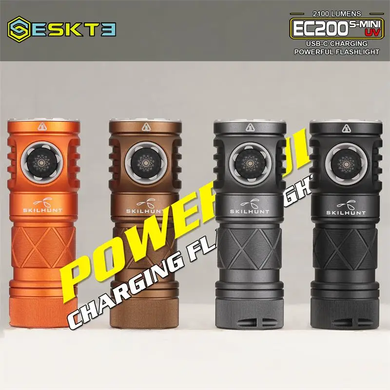 Skilhunt ESKTE EC200S-Mini UV 2100 lumens White and UV 365nm beam USB-C Rechargeable Powerful EDC flashlight
Skilhunt ESKTE EC200S-Mini UV 2100 lumens White and UV 365nm beam USB-C Rechargeable Powerful EDC flashlight
