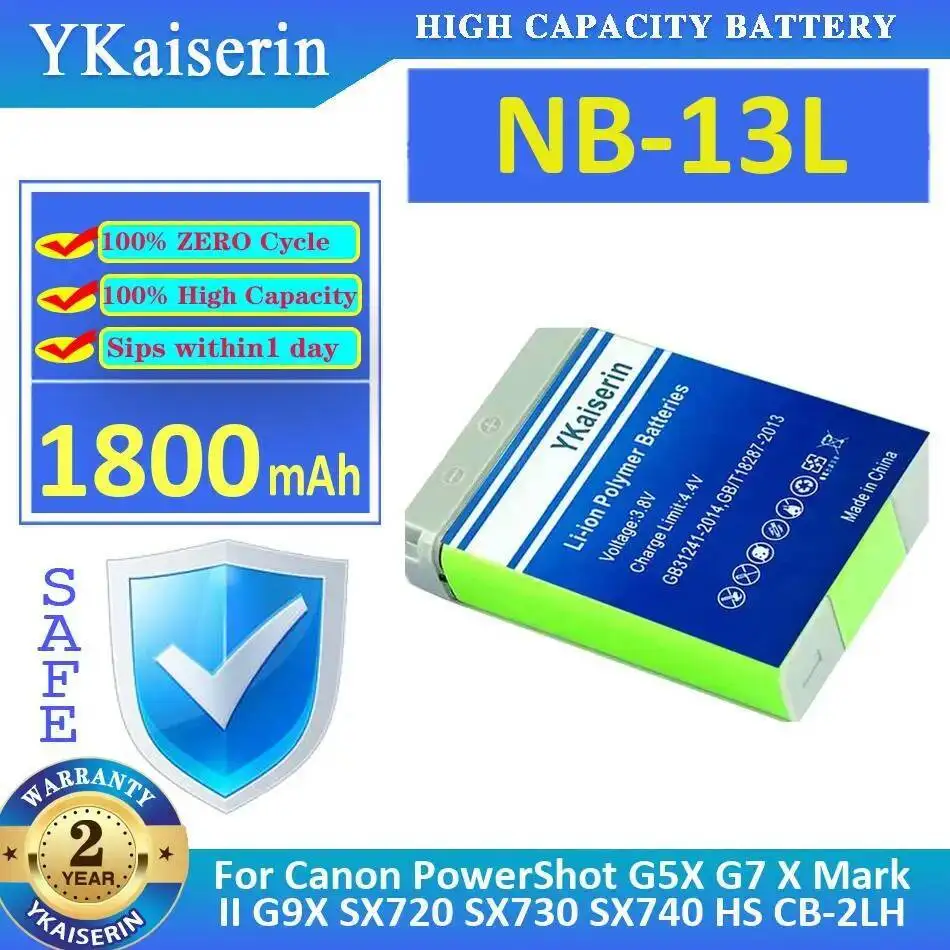 Аккумулятор для камеры NB-13L 1800 мАч для Canon Powershot G5X G7 X Mark II G9X SX720 SX730 SX740 HS CB-2LH
Аккумулятор для камеры NB-13L 1800 мАч для Canon Powershot G5X G7 X Mark II G9X SX720 SX730 SX740 HS CB-2LH