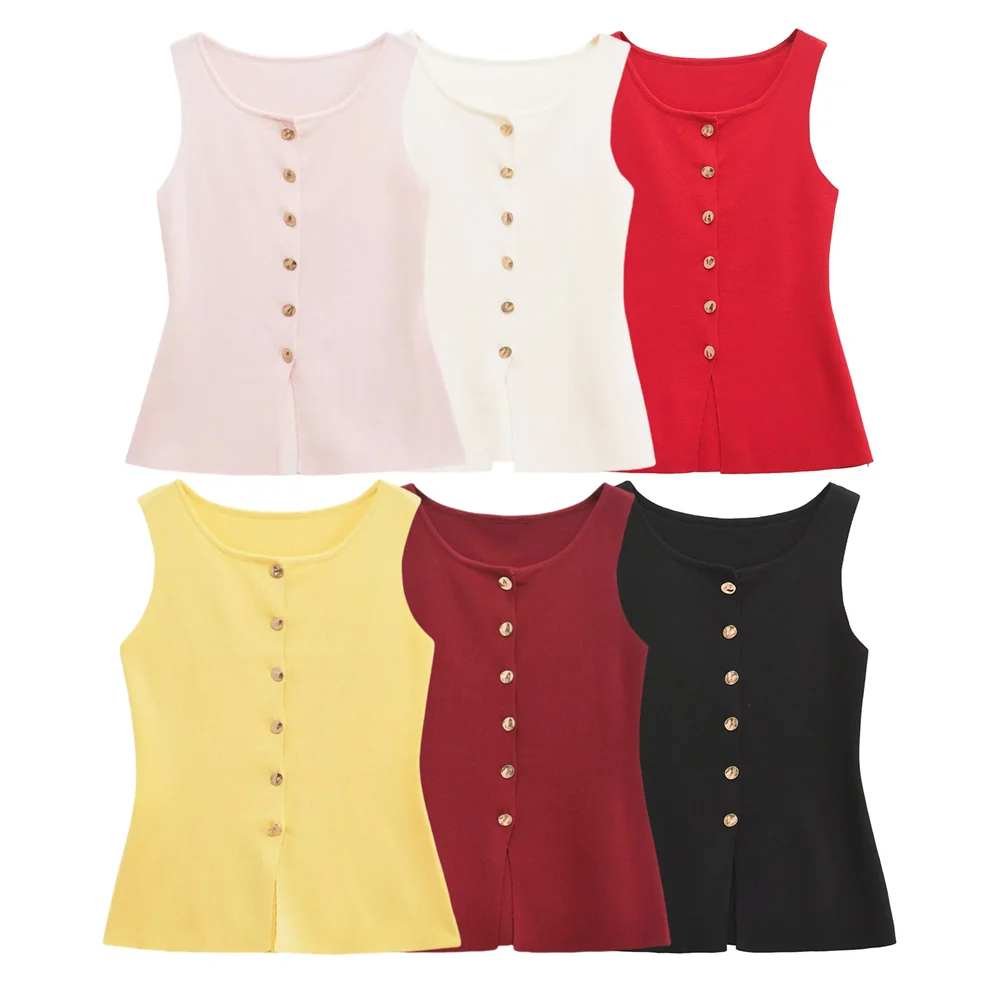 PB&ZA2025 Autumn New Women's Fashion French Style Versatile Single breasted Round Neck Tank Top, Vest, Sleeveless Slimming Top
PB&ZA2025 Autumn New Women's Fashion French Style Versatile Single breasted Round Neck Tank Top, Vest, Sleeveless Slimming Top