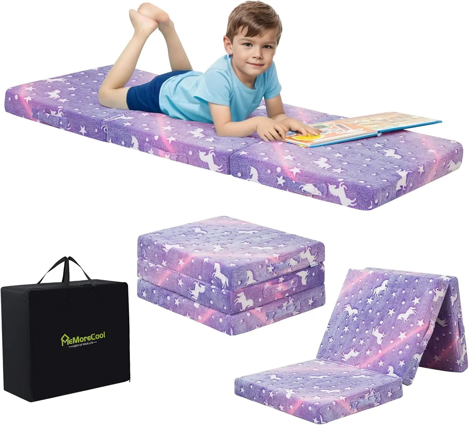 Foldable Glow Unicorn Kids Mattress, Portable Trifold Nap Mat for Daycare or Floor Bed, Purple 57x22 Inch
Foldable Glow Unicorn Kids Mattress, Portable Trifold Nap Mat for Daycare or Floor Bed, Purple 57x22 Inch
