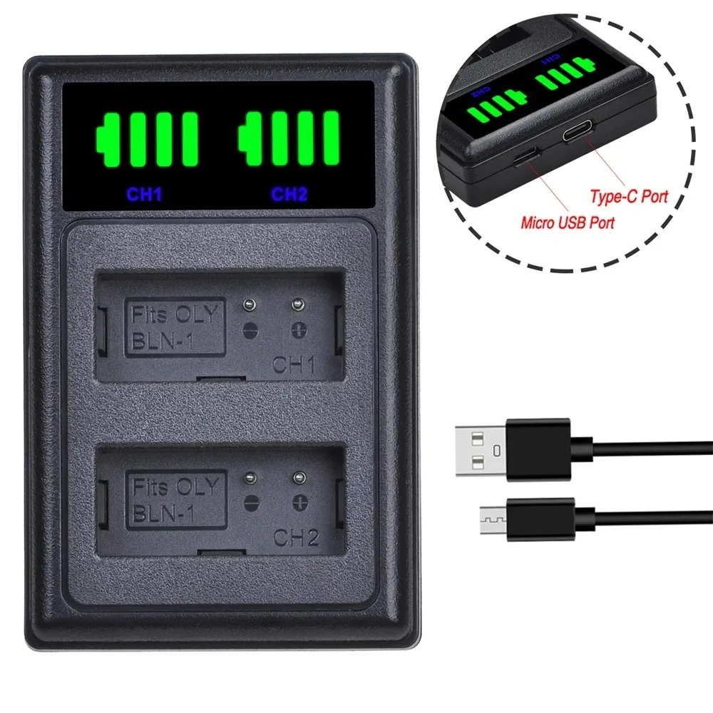 BLN-1 PS-BLN1 BLC-1 Battery Charger LED USB Type C Charger for Olympus E-M5 OM-D E-M1 E-P5 Cameras
BLN-1 PS-BLN1 BLC-1 Battery Charger LED USB Type C Charger for Olympus E-M5 OM-D E-M1 E-P5 Cameras